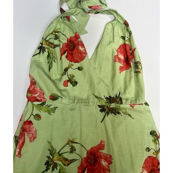 LK Bennett London Kristen Pistachio Poppy Cotton-Silk Backless Dress, Size 10 - Picture 7 of 9